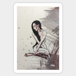 NUDE GIRL SITTING (YOGA GIRL) Sticker